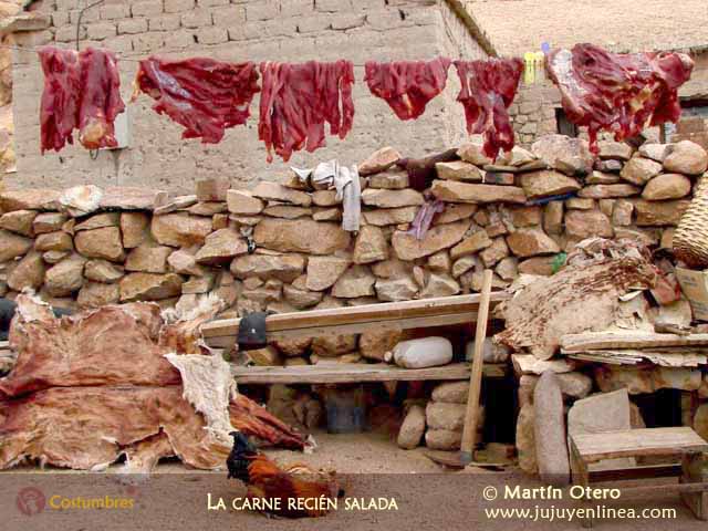 La carne recién salada