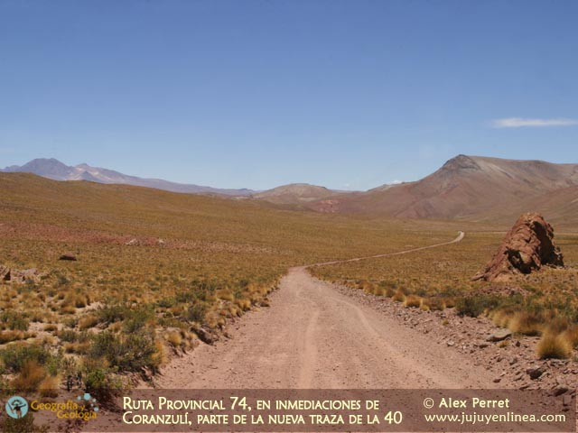 Ruta Provincial 74, en inmediaciones de Coranzulí, parte de la nueva traza de la 40